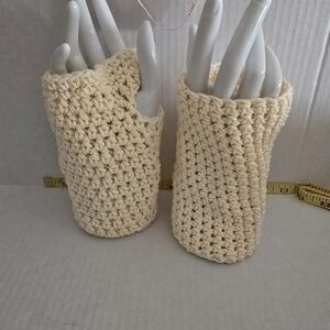 Handmade Cream Crochet Fingerless Gloves
